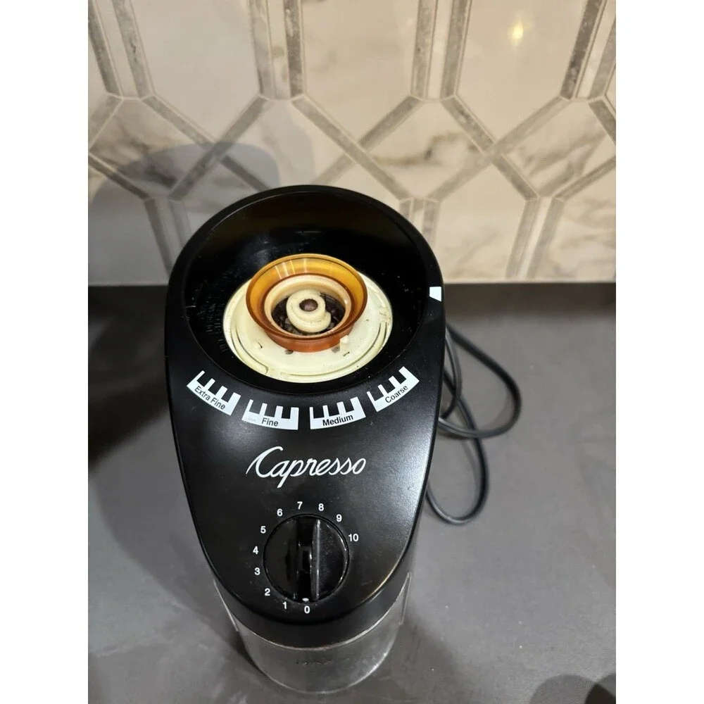 Capresso Infinity Plus Conical Burr Coffee Grinder, Black - Tested Beans Grind
